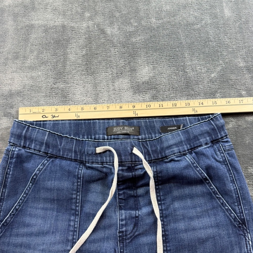 Judy Blue Denim Joggers Medium Wash Raw Hem Drawstring Jeans Size 11/30 - Picture 4 of 9